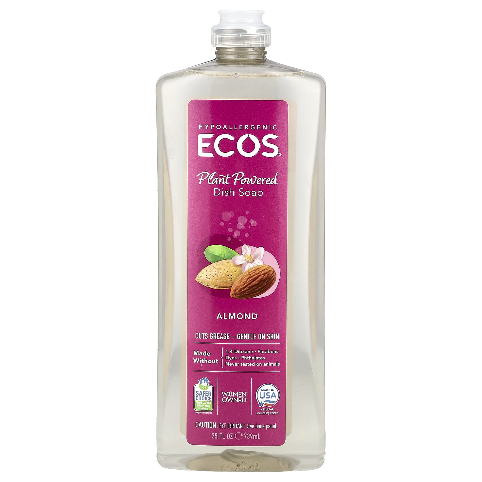 Eco-Friendly Dish Soap, Almond Scent, 25 fl oz, Non-Toxic, Cruelty-Free - Image 1