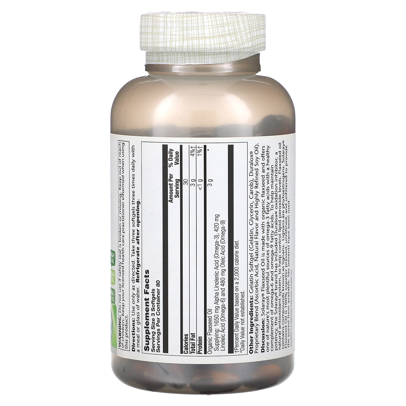 Solaray, Flaxseed Oil, 240 Softgels (333 mg per Softgel) - Image 2