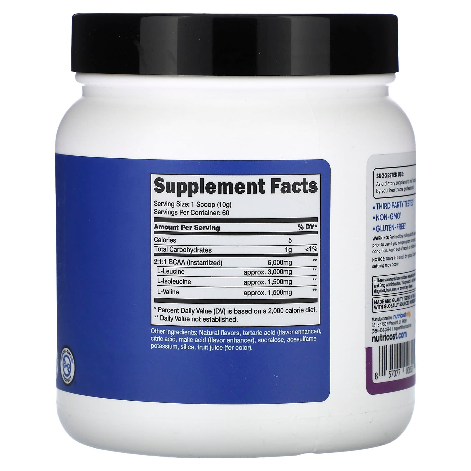 Nutricost, Performance, BCAA, Grape, 1.3 lb (600 g) - Image 2