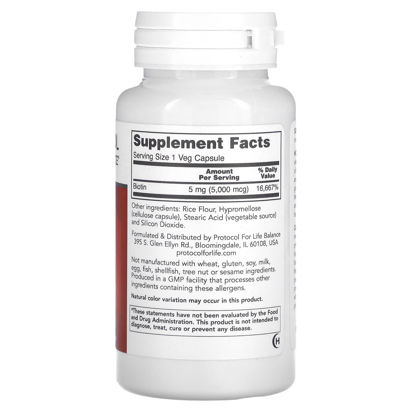 Protocol for Life Balance, Biotin, 5,000 mcg, 90 Veg Capsules - Image 2