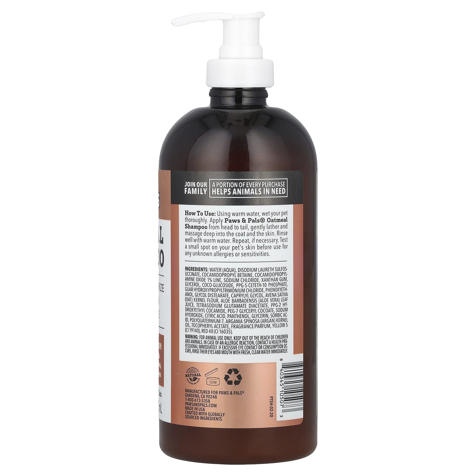 Paws & Pals, Oatmeal Shampoo, 20 fl oz (592 ml) - Image 2