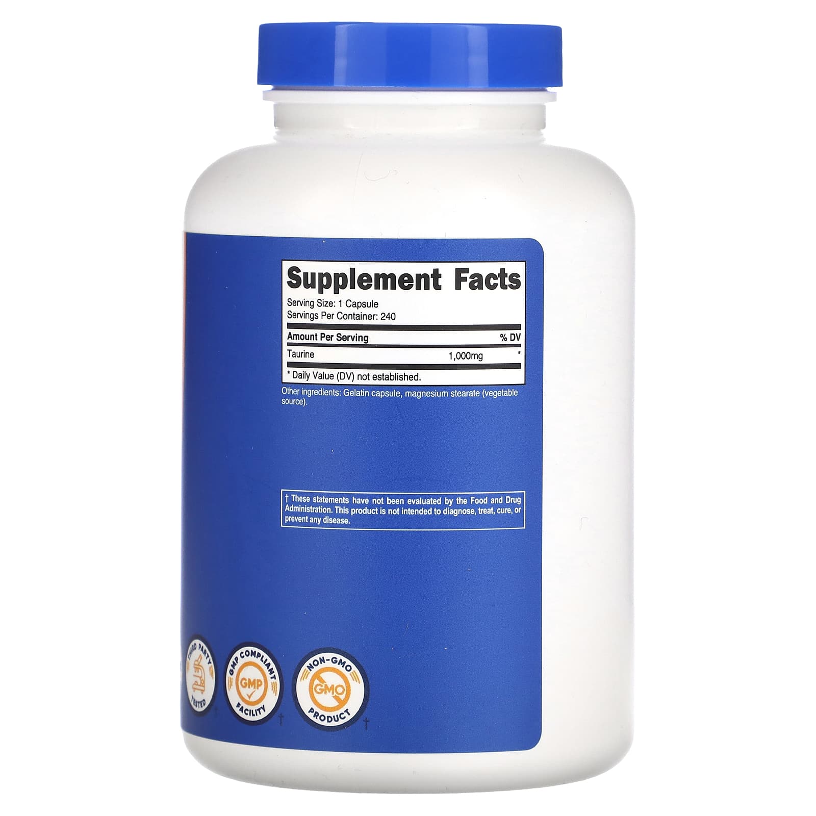 Nutricost, Taurine, 1,000 mg, 240 Capsules - Image 2