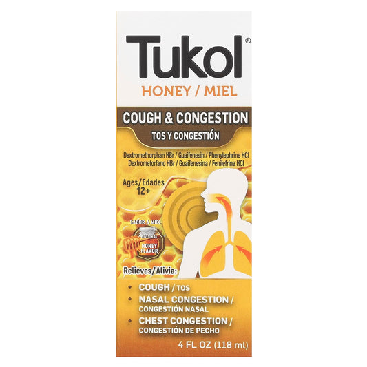 Tukol, Honey, Cough & Congestion, Ages 12+, Natural Honey, 4 fl oz (118 ml) - Image 1