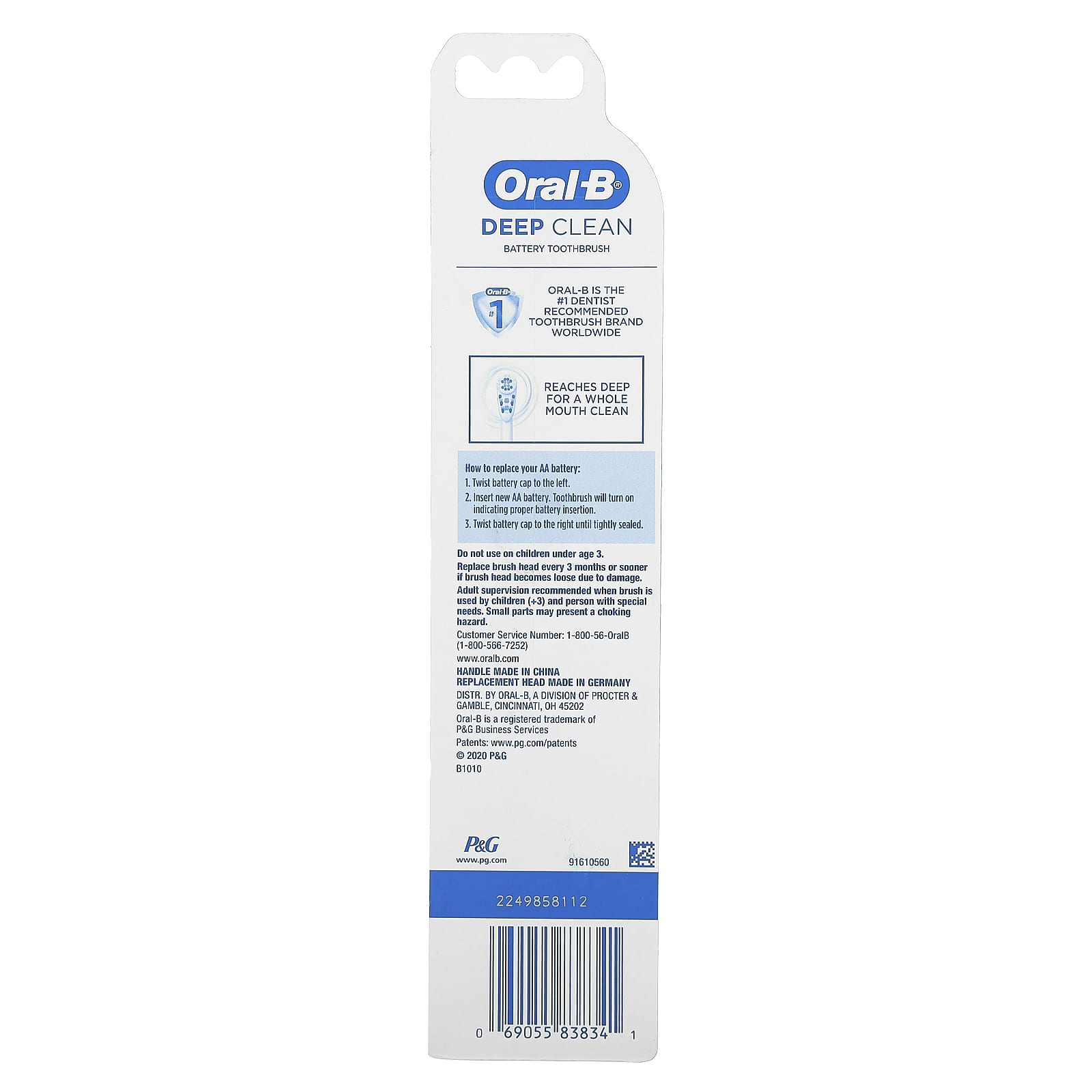 Oral-B, Deep Clean, Power Toothbrush, 1 Battery Powered Toothbrush - Image 2