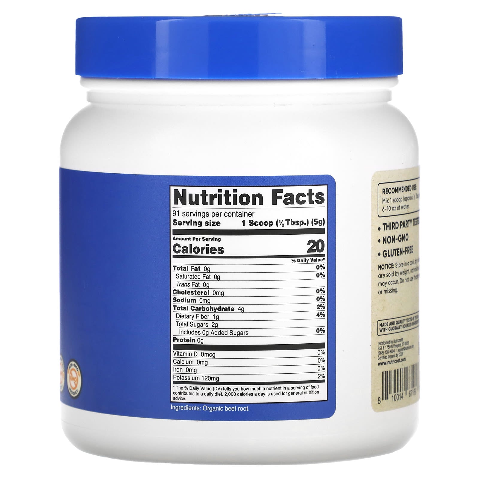 Nutricost, Organic Beet Root Powder, Unflavored, 16 oz (454 g) - Image 2