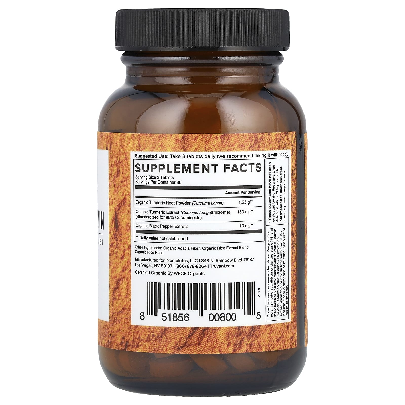Truvani, Turmeric Curcumin, 90 Tablets - Image 2