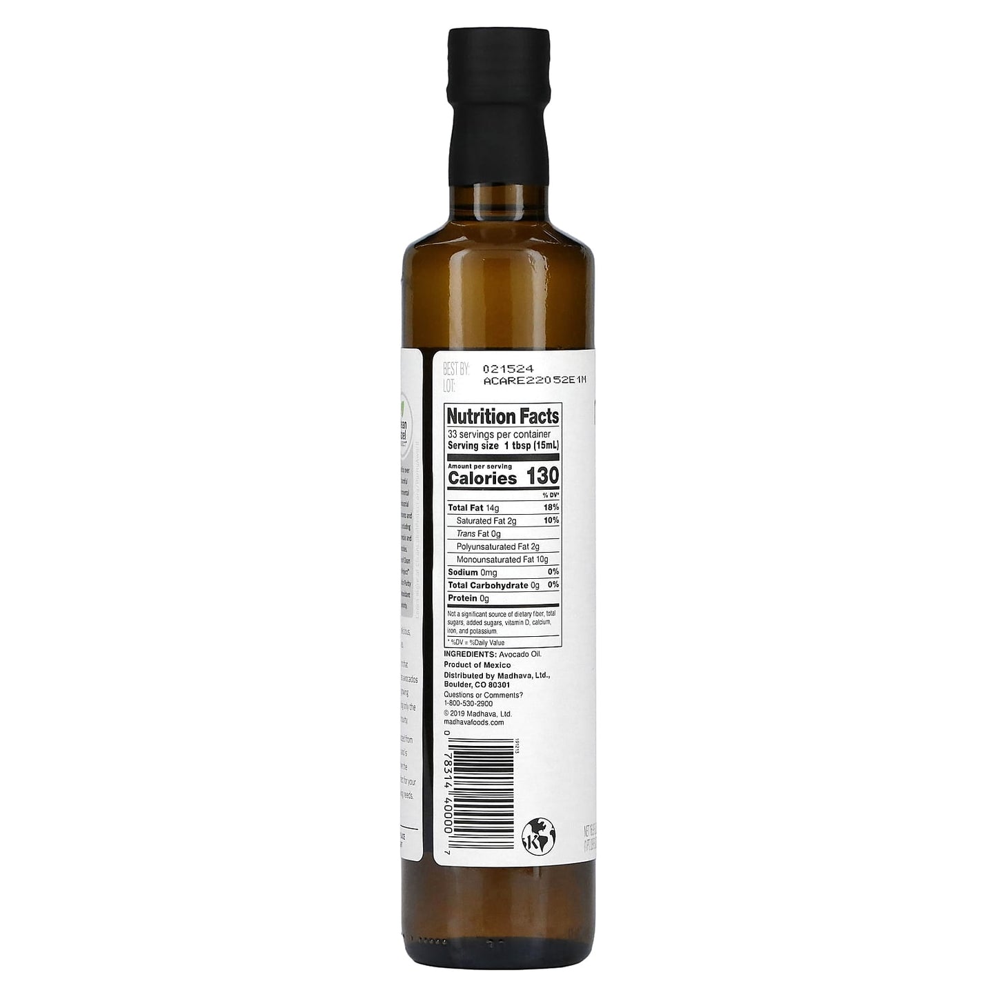 Madhava, Clean & Simple, Avocado Oil, 16.9 fl oz (500 ml) - Image 2