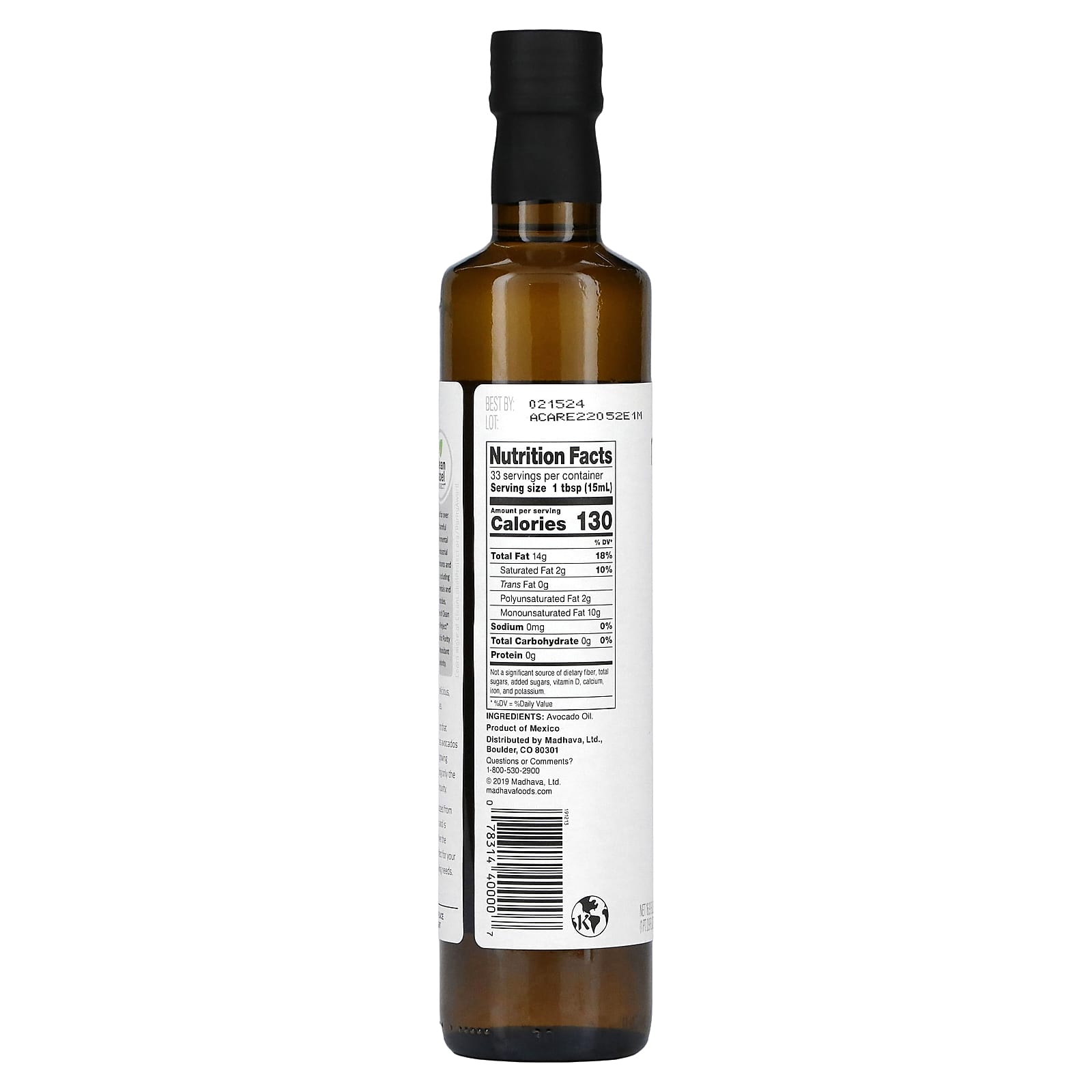 Madhava, Clean & Simple, Avocado Oil, 16.9 fl oz (500 ml) - Image 2