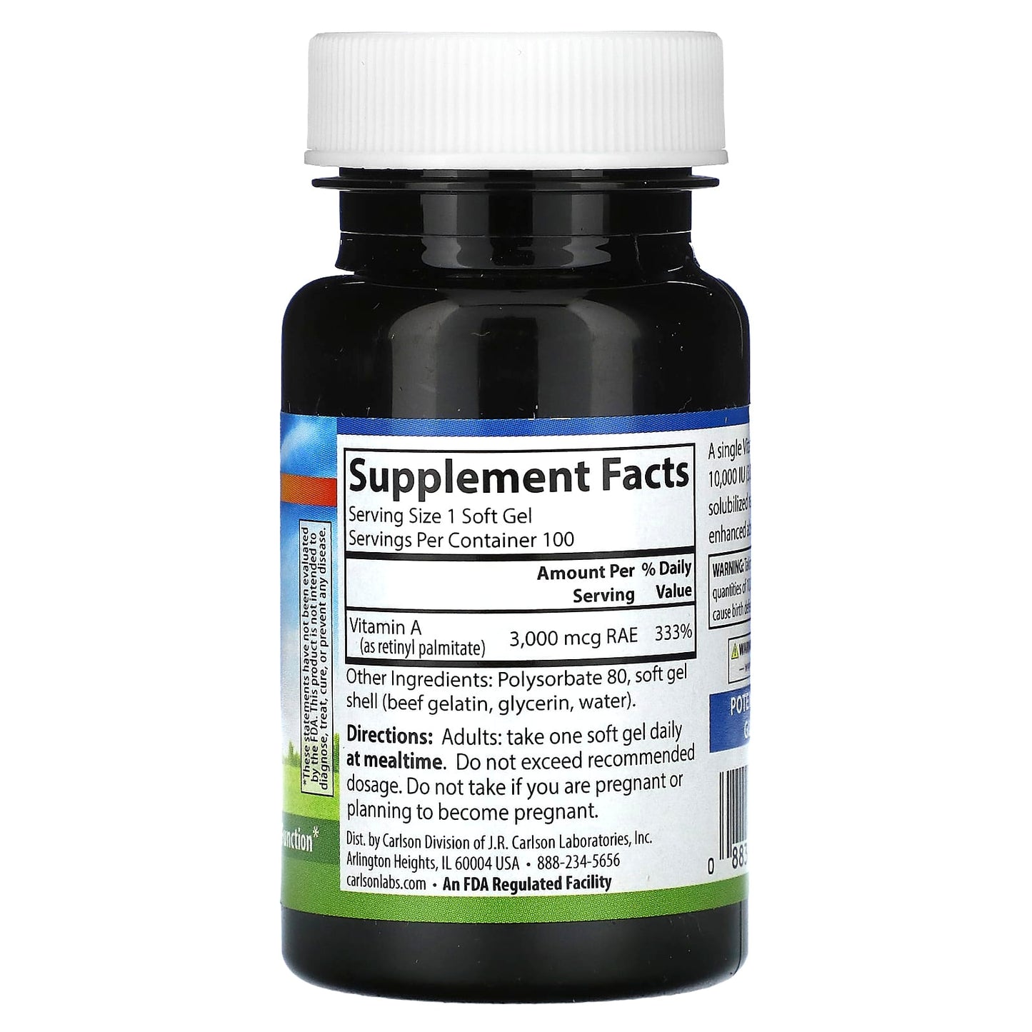 Carlson Vitamin A 10,000 IU for Vision, Bone & Immune Support - Image 2