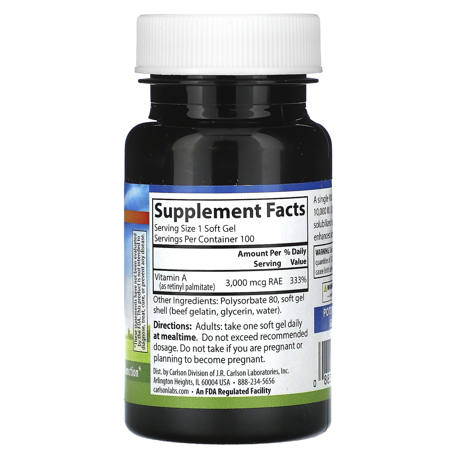 Carlson Vitamin A 10,000 IU for Vision, Bone & Immune Support - Image 2