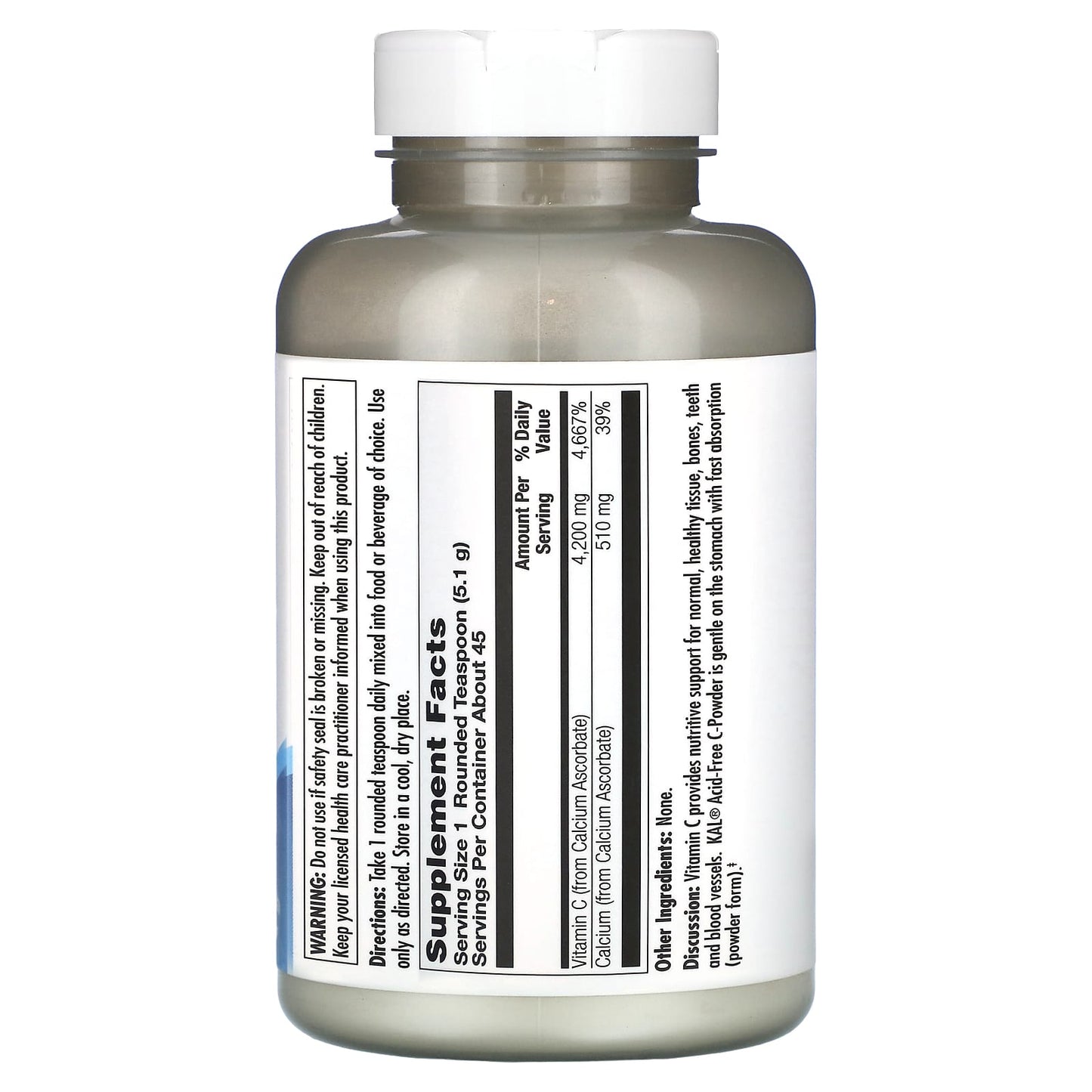 KAL, C Powder, Acid-Free, 4,200 mg, 8 oz (227 g) - Image 2