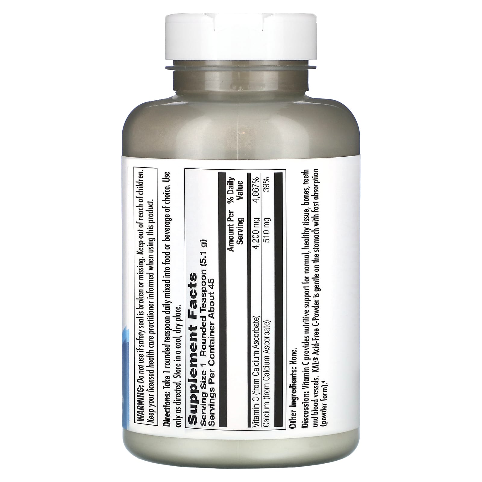 KAL, C Powder, Acid-Free, 4,200 mg, 8 oz (227 g) - Image 2