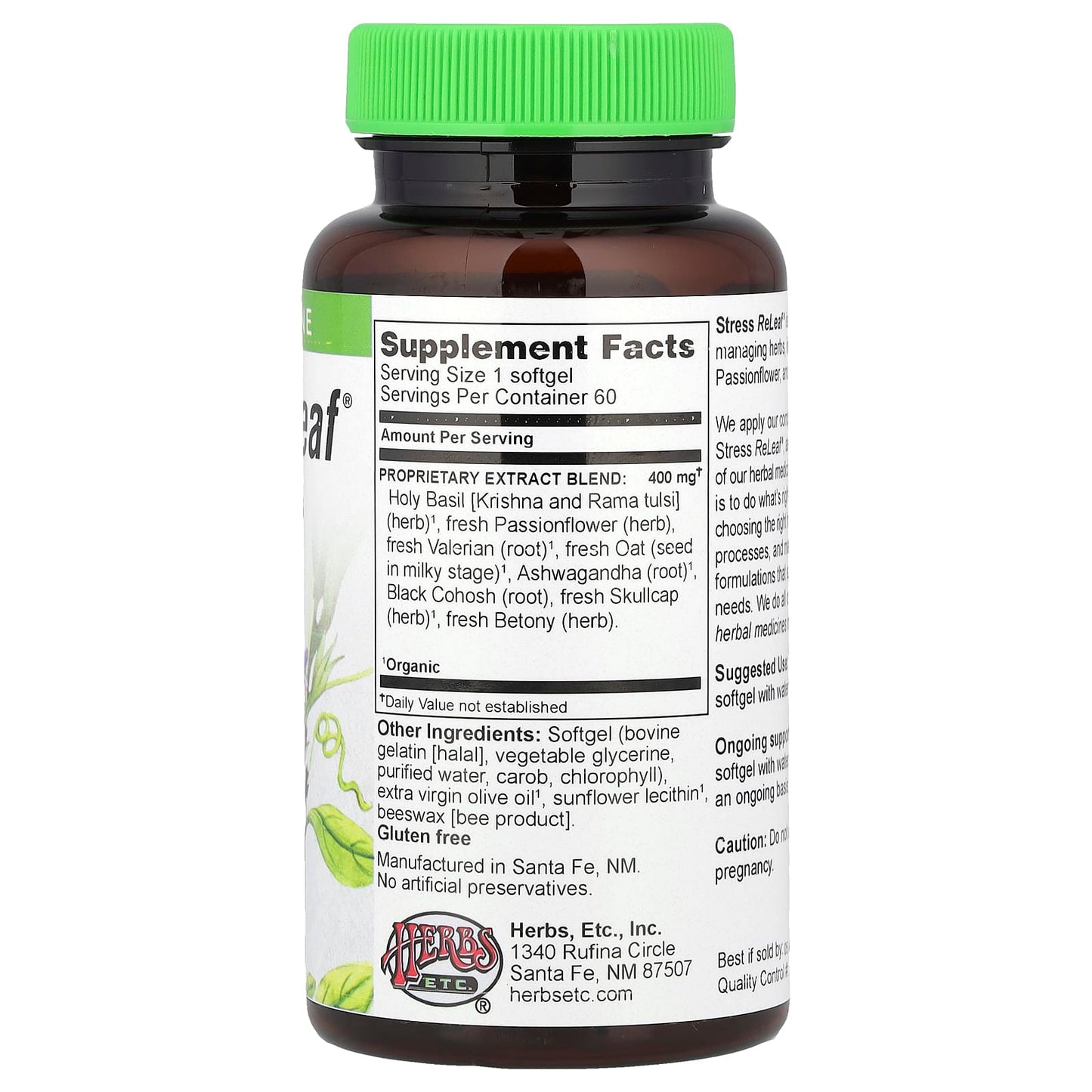 Herbal Stress Relief Supplement by Herbs Etc. - 60 Softgels - Image 2