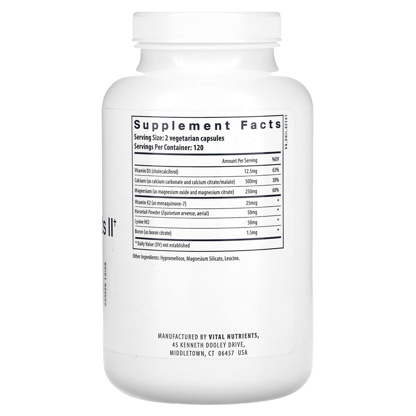Vital Nutrients, Osteo-Nutrients II with Vitamin K2-7, 240 Vegetarian Capsules - Image 2