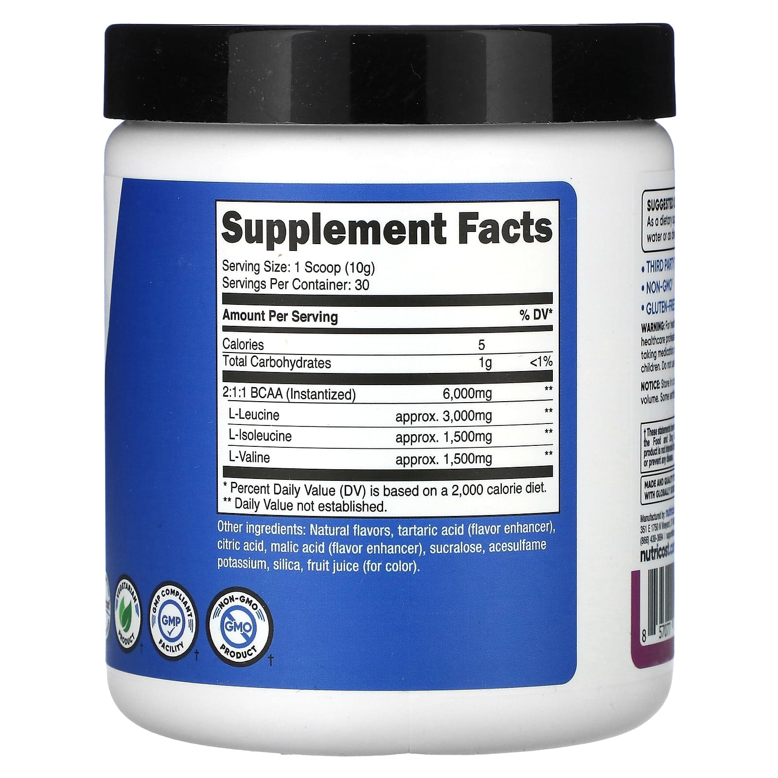 Nutricost, Performance, BCAA, Grape, 10.6 oz (300 g) - Image 2