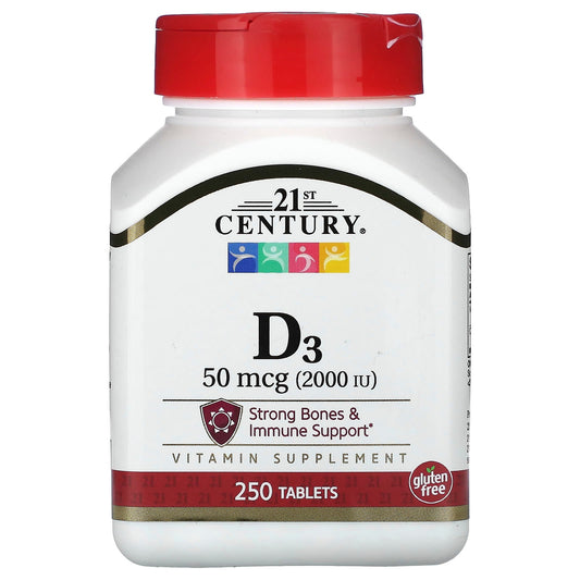 Vitamin D3 50 mcg, 250 Tablets for Strong Bones & Immune Support - Image 1