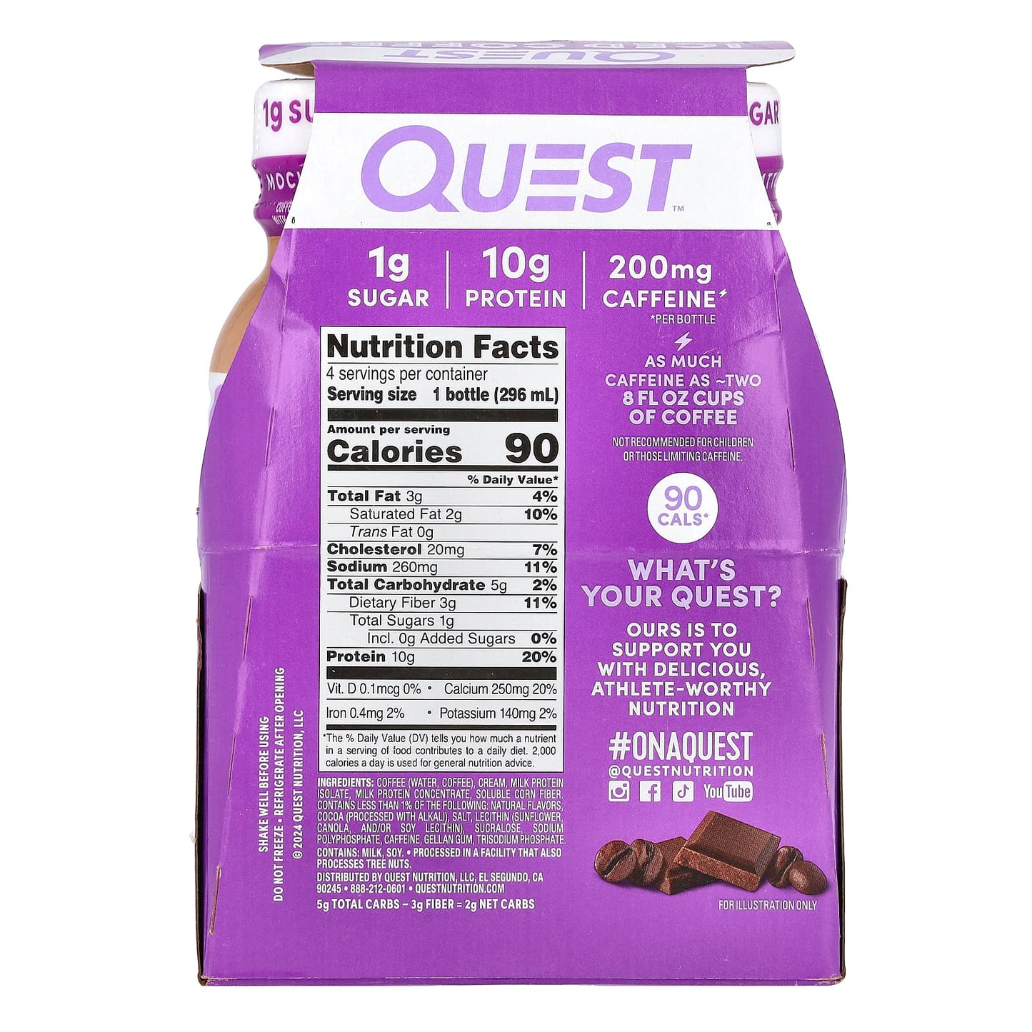 Quest Nutrition, Iced Coffee, Mocha Latte, 4 Bottles, 10 fl oz (296 ml) Each - Image 2