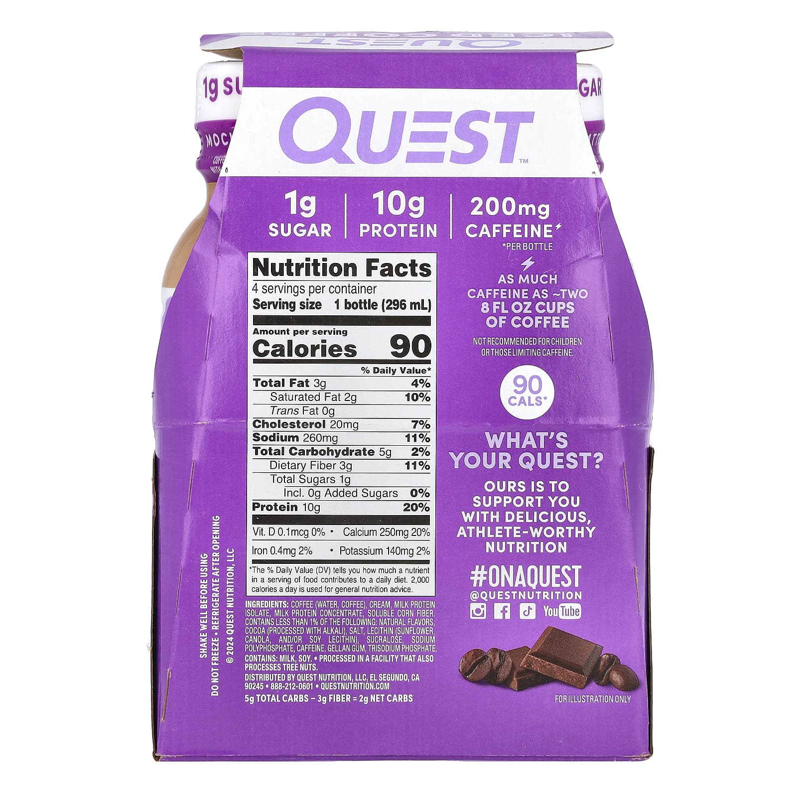Quest Nutrition, Iced Coffee, Mocha Latte, 4 Bottles, 10 fl oz (296 ml) Each - Image 2