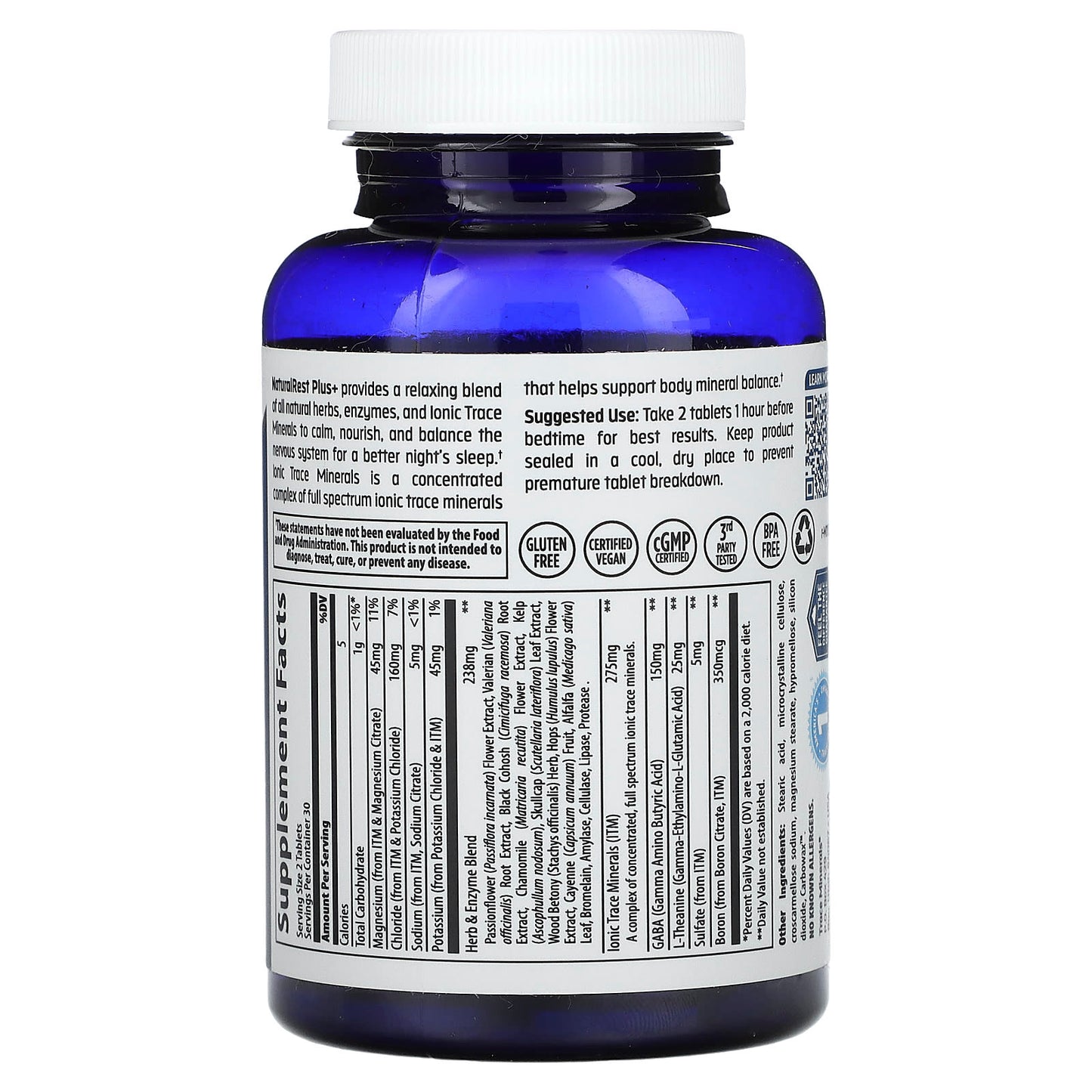 Trace, NaturalRest Plus+, 60 Tablets - Image 2