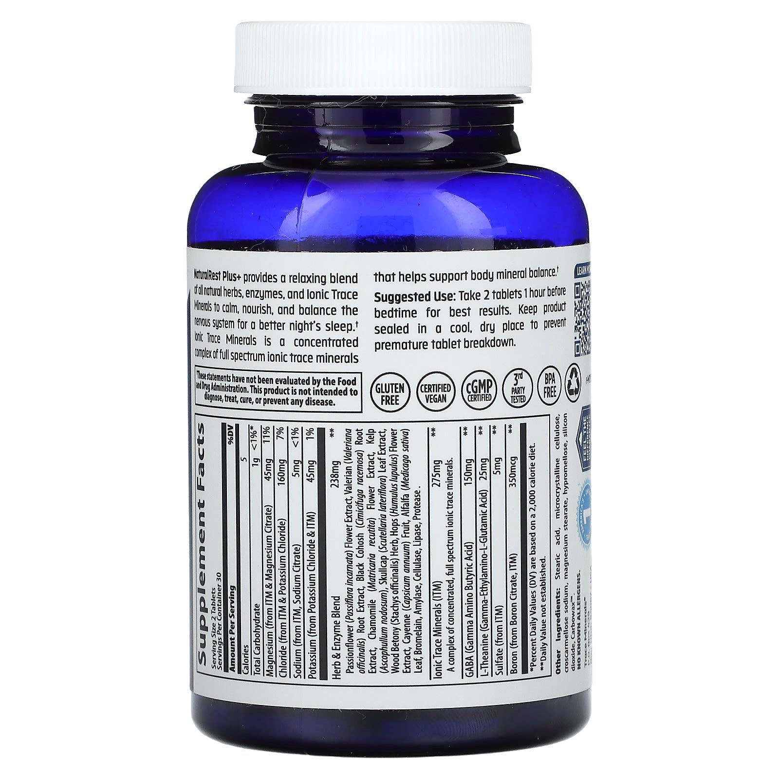 Trace, NaturalRest Plus+, 60 Tablets - Image 2