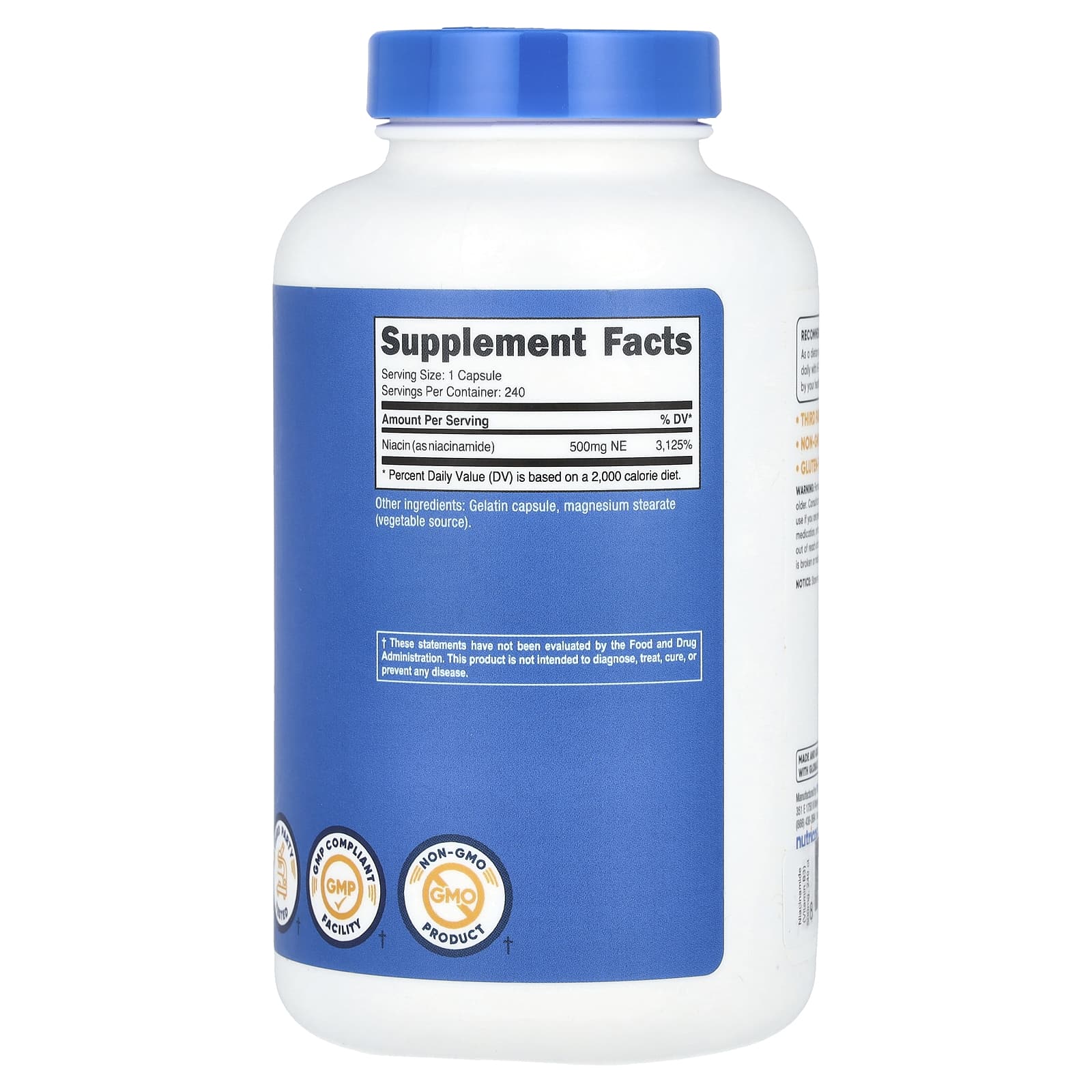 Nutricost, Niacinamide, 500 mg, 240 Capsules - Image 2