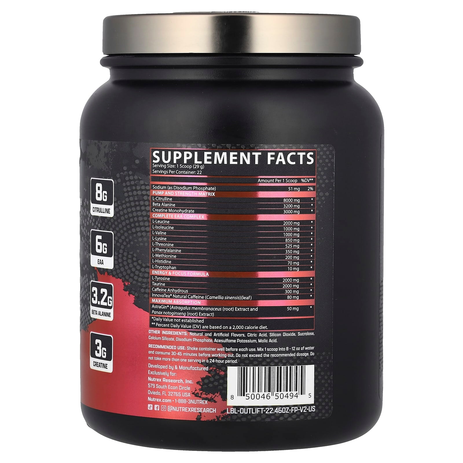 Nutrex Research, Outlift® Clinical, Fruit Punch, 22.46 oz (636.61 g) - Image 2