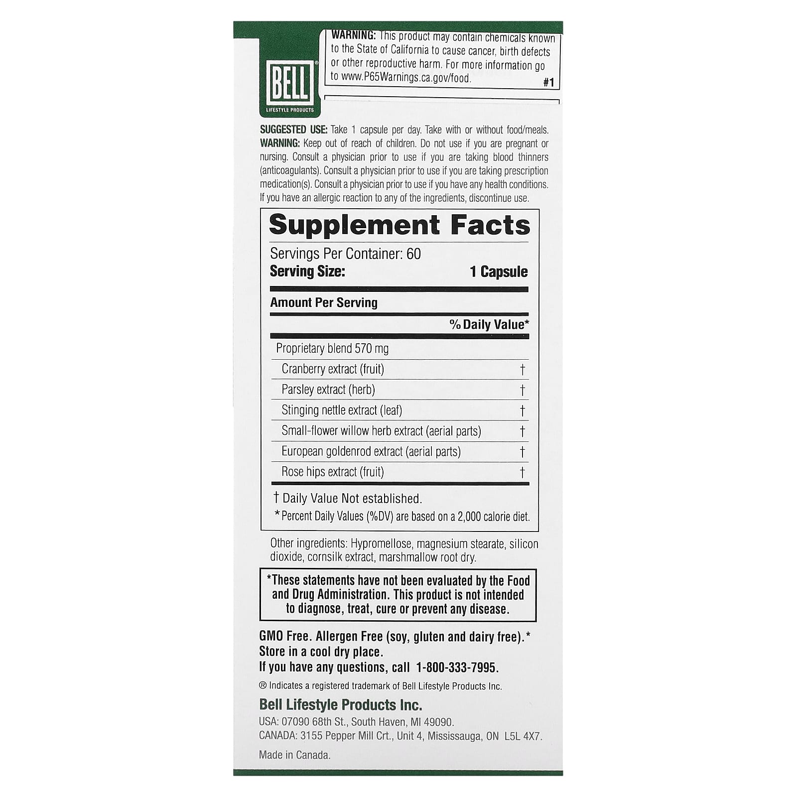 Bladder Health Support for Women - 60 Veggie Capsules by Bell Lifestyle - Image 2