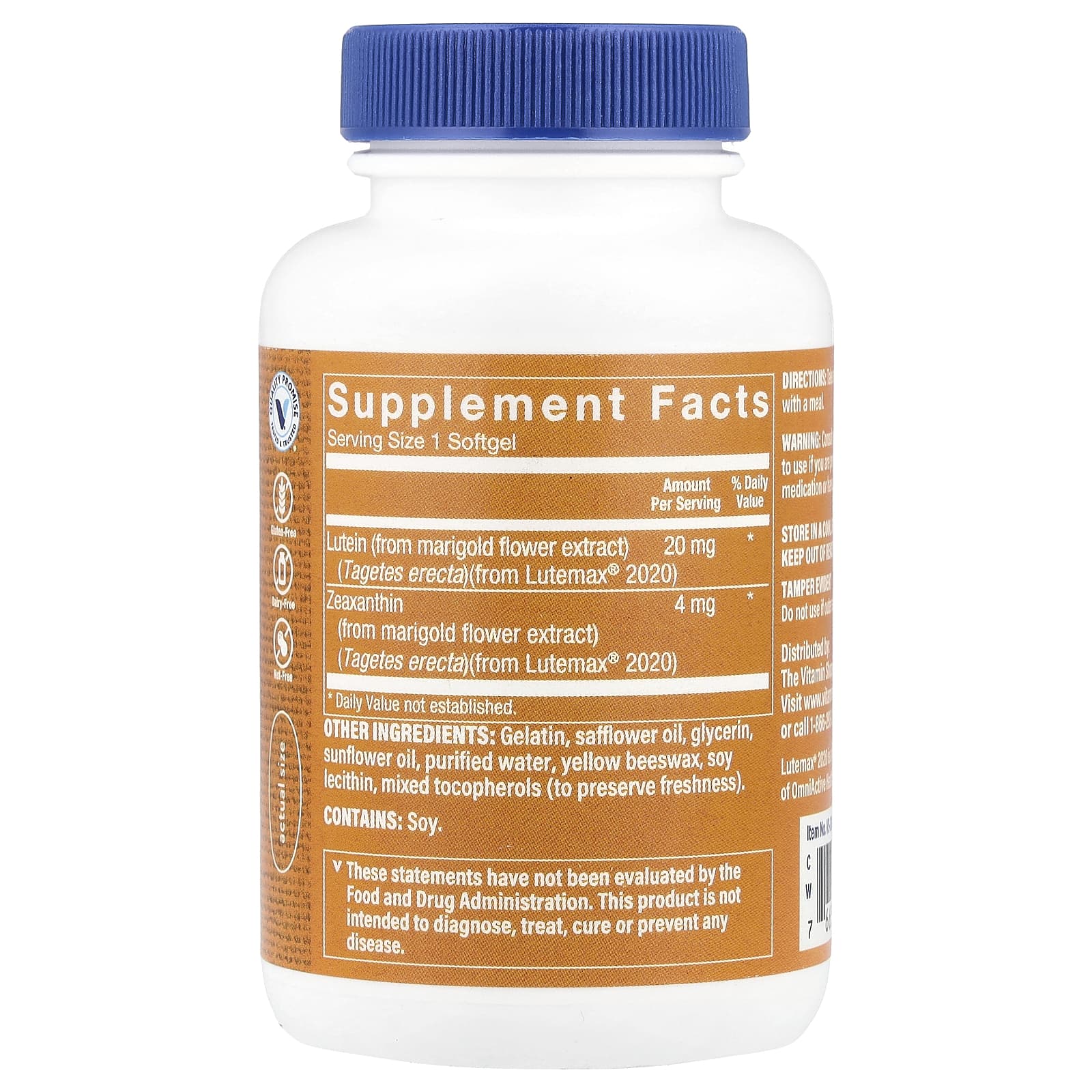 The Vitamin Shoppe, Lutein, 20 mg, 120 Softgels - Image 2