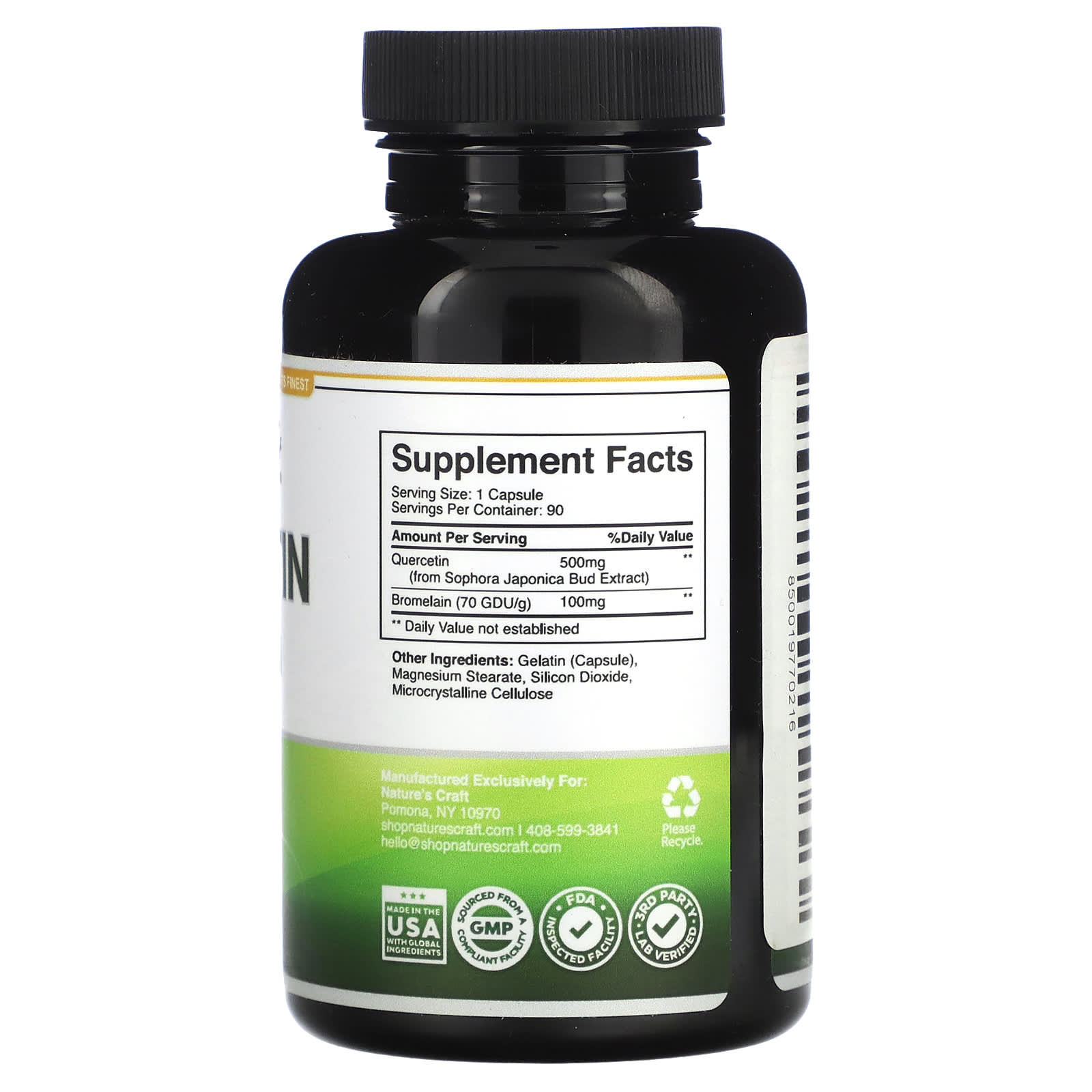 Nature's Craft, Quercetin With Bromelain, 600 mg, 90 Capsules - Image 2