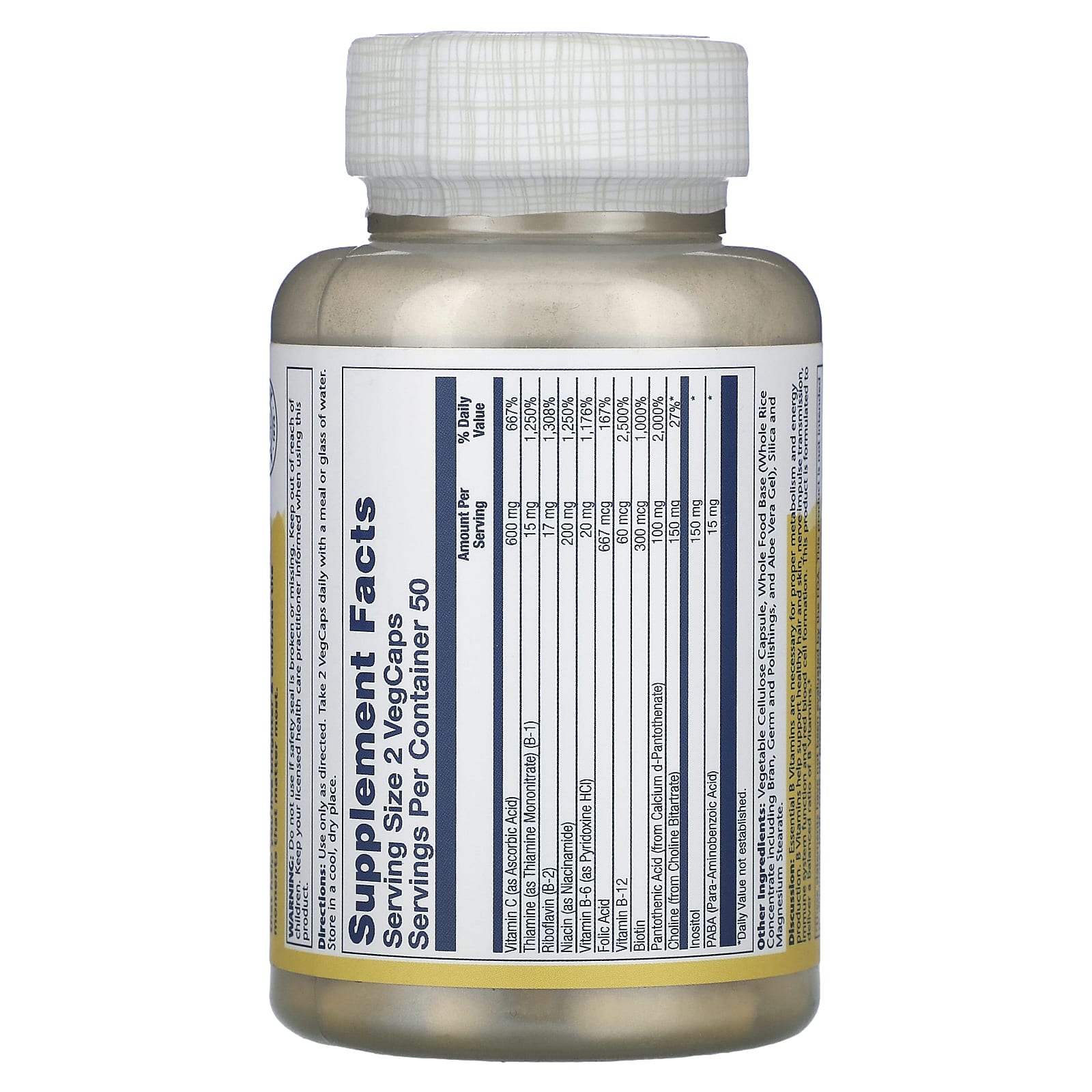 Solaray, Balanced B-Stress with Vitamin C, 100 VegCaps