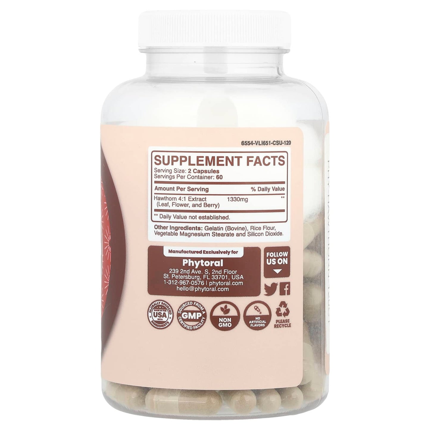 Phytoral, Hawthorn Complex, 120 Capsules (665 mg per Capsule) - Image 2