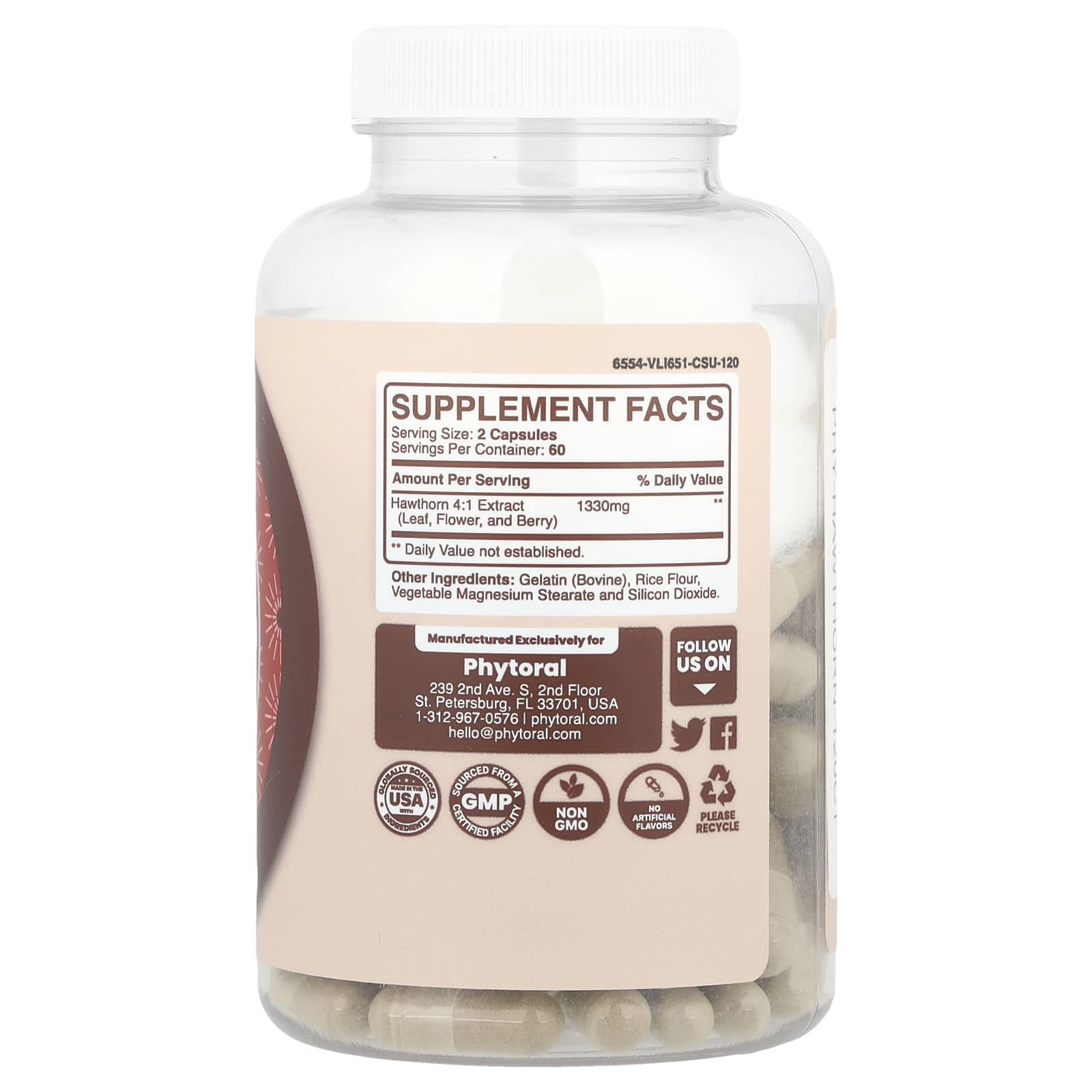 Phytoral, Hawthorn Complex, 120 Capsules (665 mg per Capsule) - Image 2