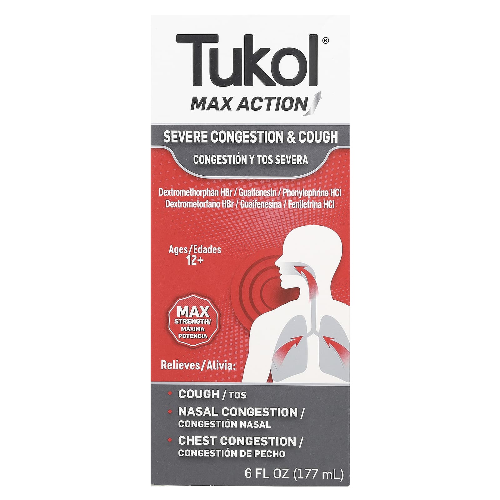 Tukol, Max Action, Severe Congestion & Cough, Ages 12+, 6 fl oz (177 ml) - Image 1