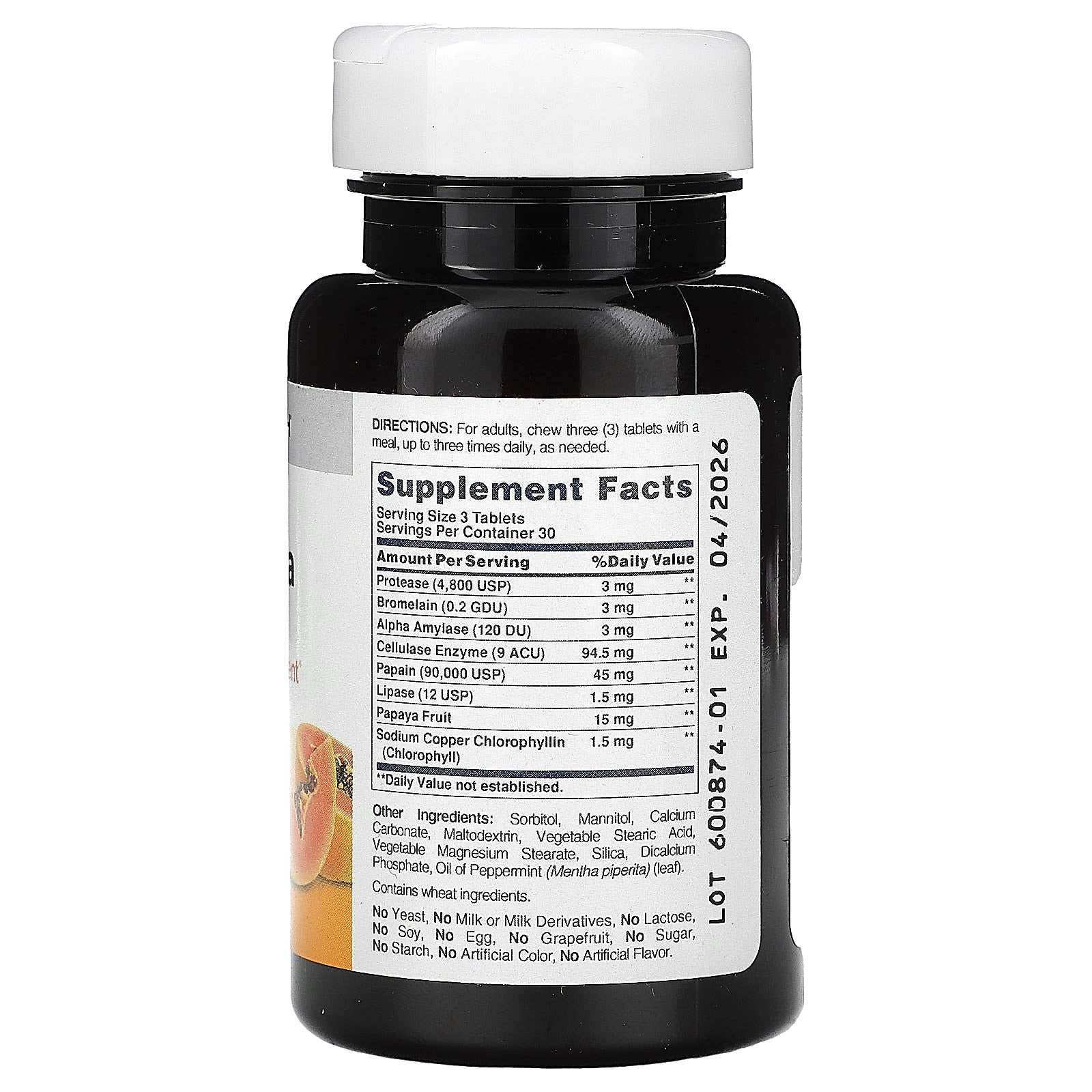 American Health Super Papaya Enzyme Plus Digestive Aid, 90 Tablets - Image 2