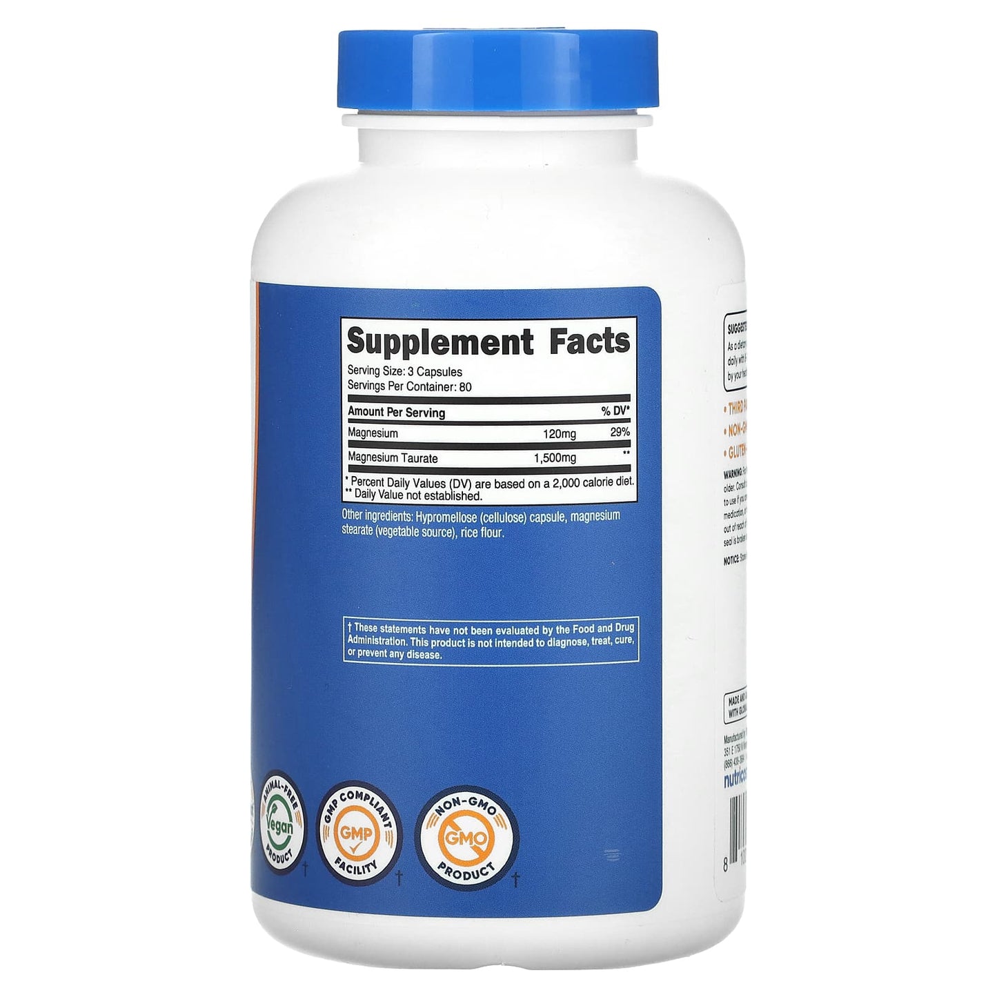 Nutricost, Magnesium Taurate, 240 Capsules (500 mg per Capsule) - Image 2
