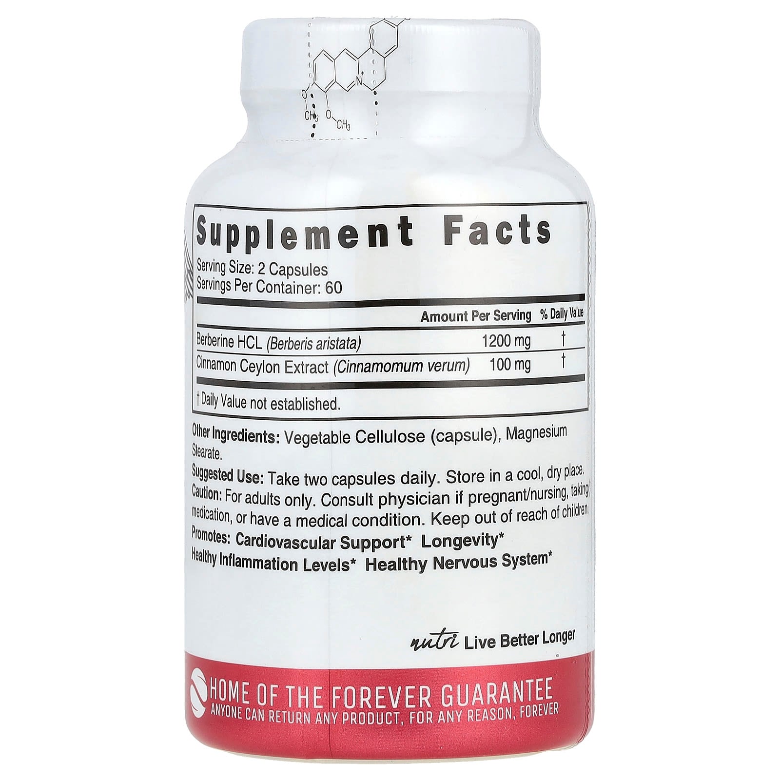 Nutri, Berberine+, Cinnamon Ceylon, 120 Vegan Capsules - Image 2