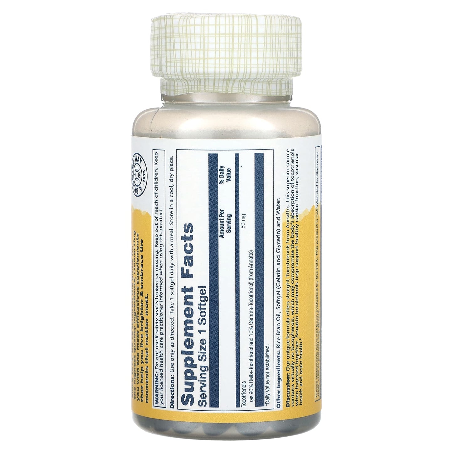 Solaray, Vitamine E Tocotrienols, 50 mg, 60 Softgels - Image 2