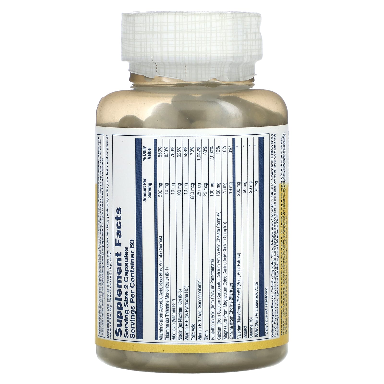 Solaray, Timed Release Vitamin B-Stress PM, 120 Capsules - Image 2