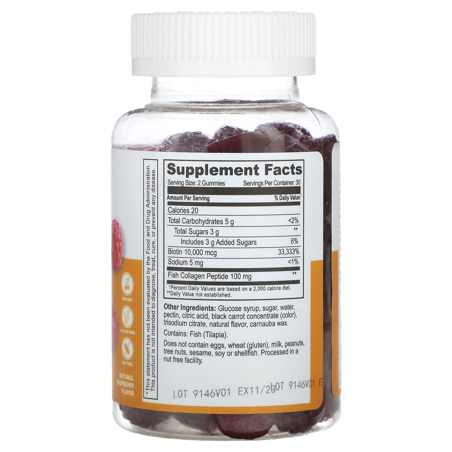 Lifeable, Extra Strength Collagen & Biotin Gummies, Natural Raspberry, 60 Gummies - Image 2