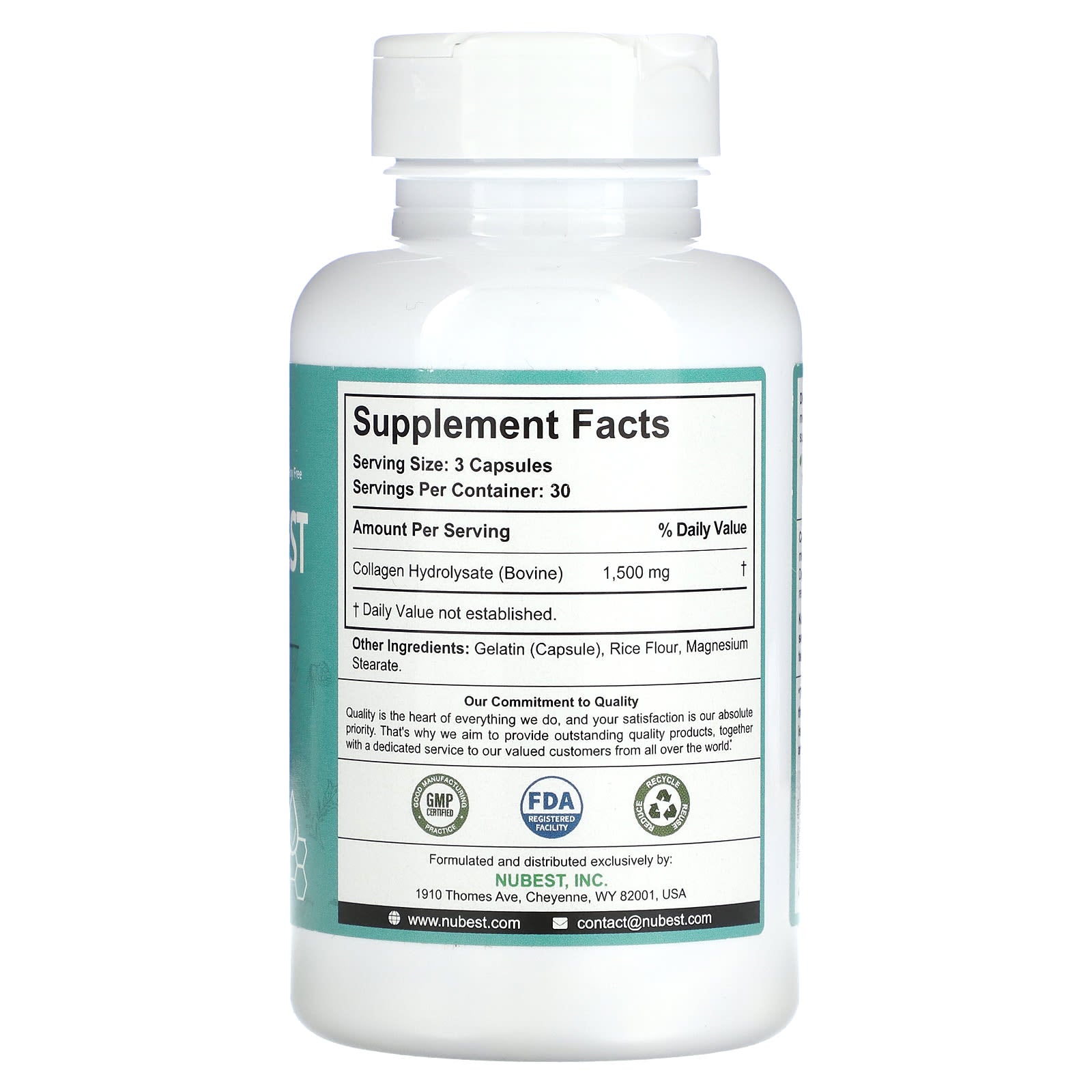 NuBest, Premium Collagen Nubest, Enhanced Absorption, 90 Capsules (500 mg per Capsule) - Image 2