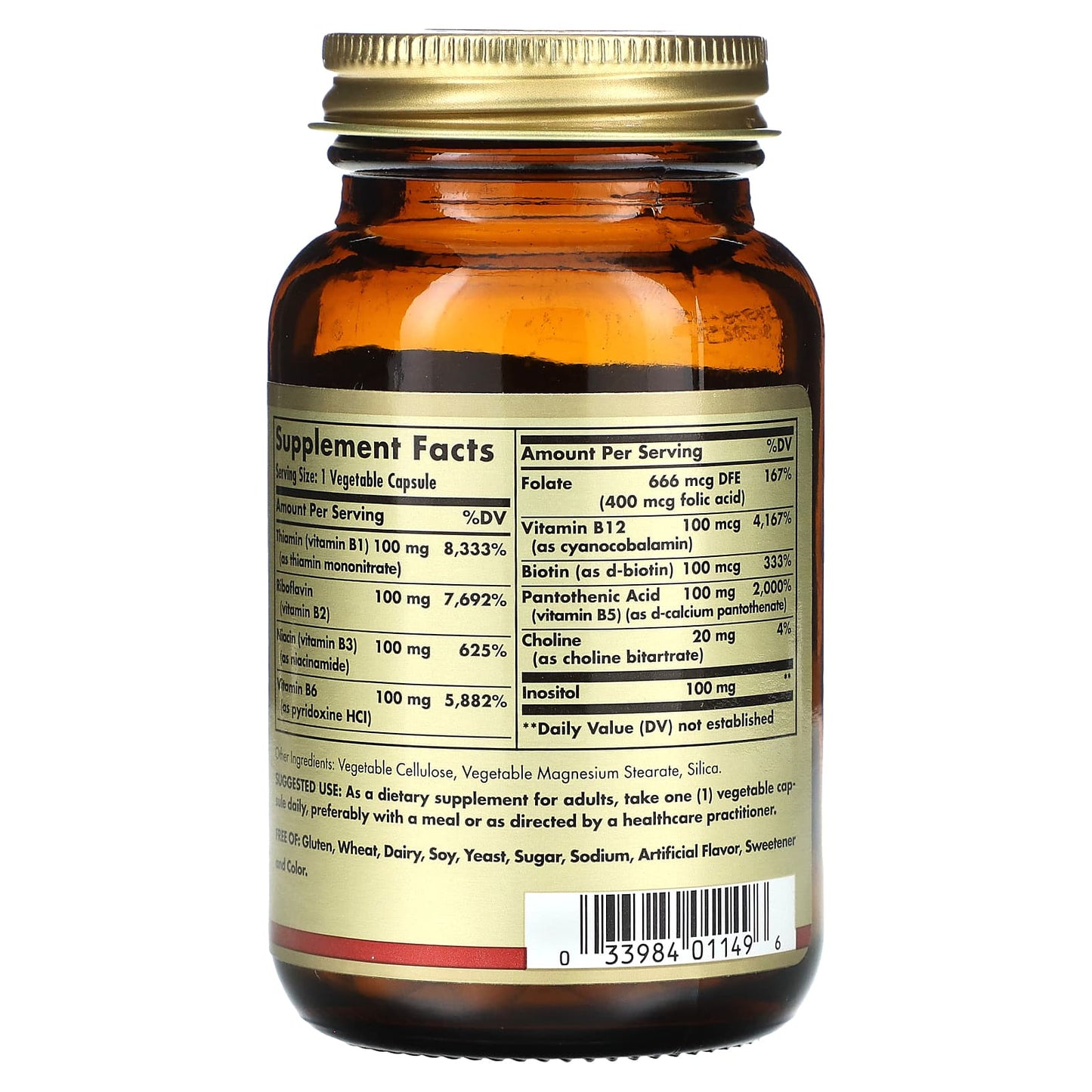Solgar, B Complex "100", 50 Vegetable Capsules - Image 2