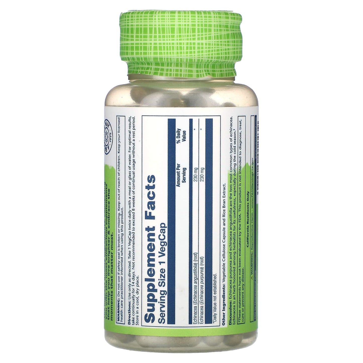 Solaray, True Herbs, Echinacea, Purpurea & Angustifolia, 100 VegCaps - Image 2