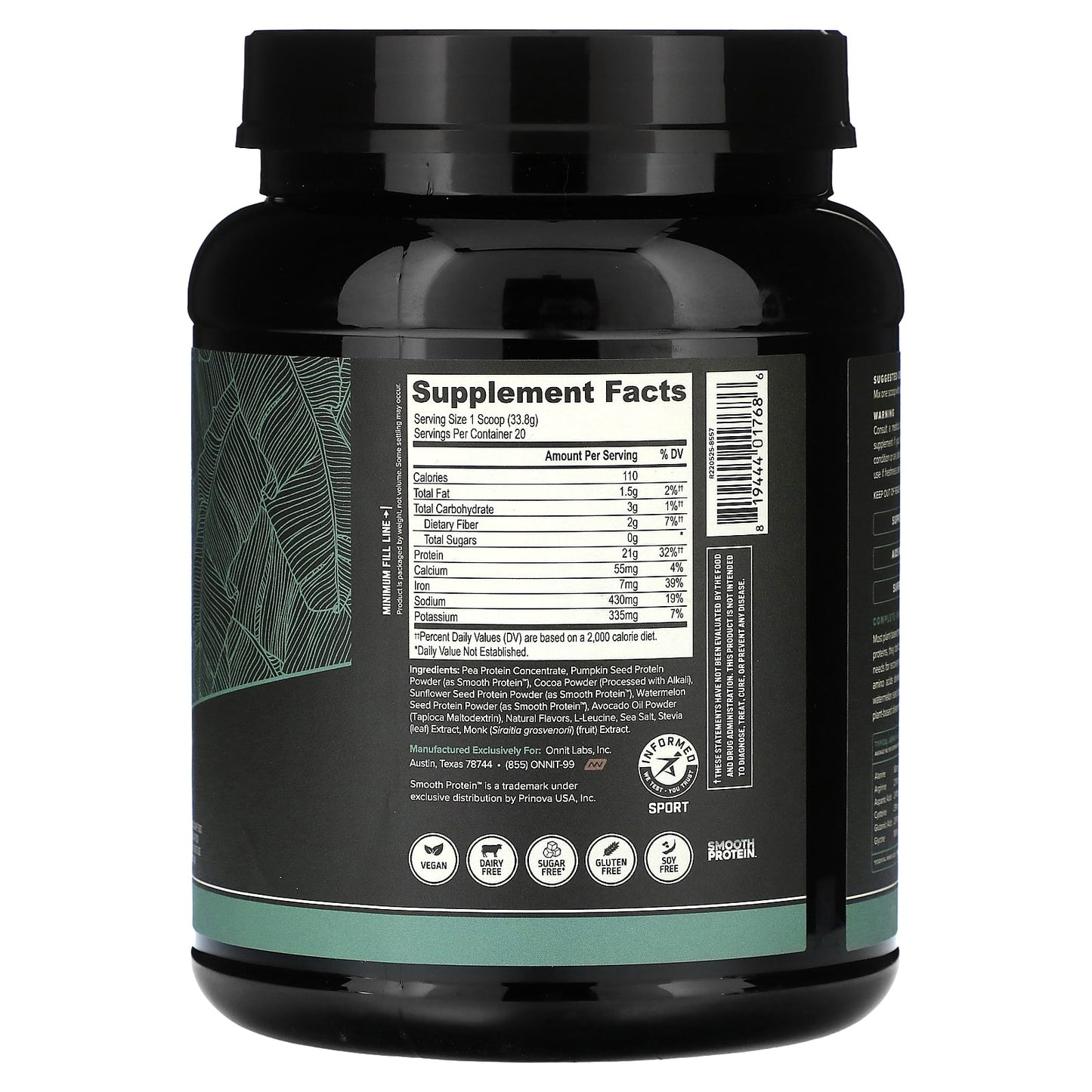 Onnit, Plant Based Protein, Chocolate, 1.5 lb (676 g) - Image 2