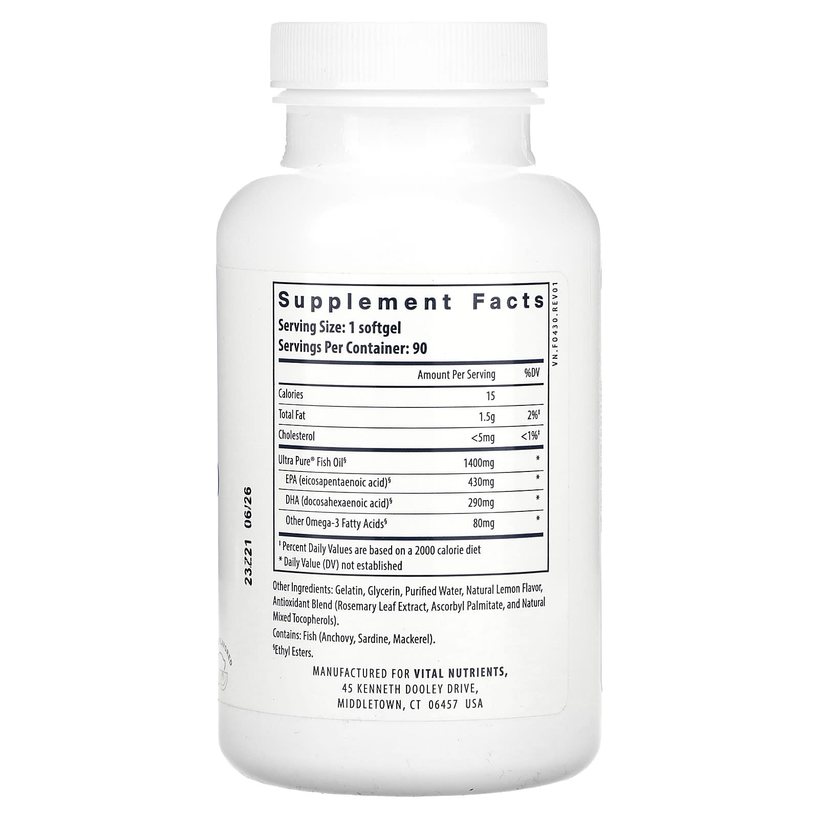 Vital Nutrients, Ultra Pure, Fish Oil 800, Lemon, 90 Softgels - Image 2