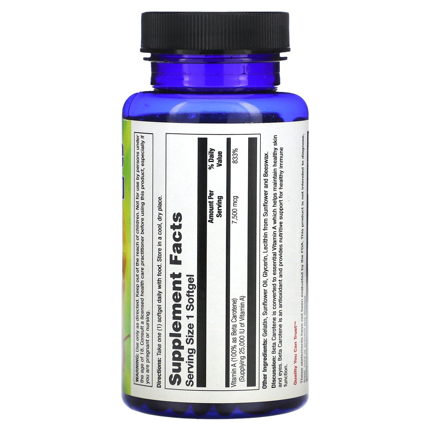 Nature's Life, Beta Carotene, 7,500 mcg (25,000 IU), 250 Softgels - Image 2