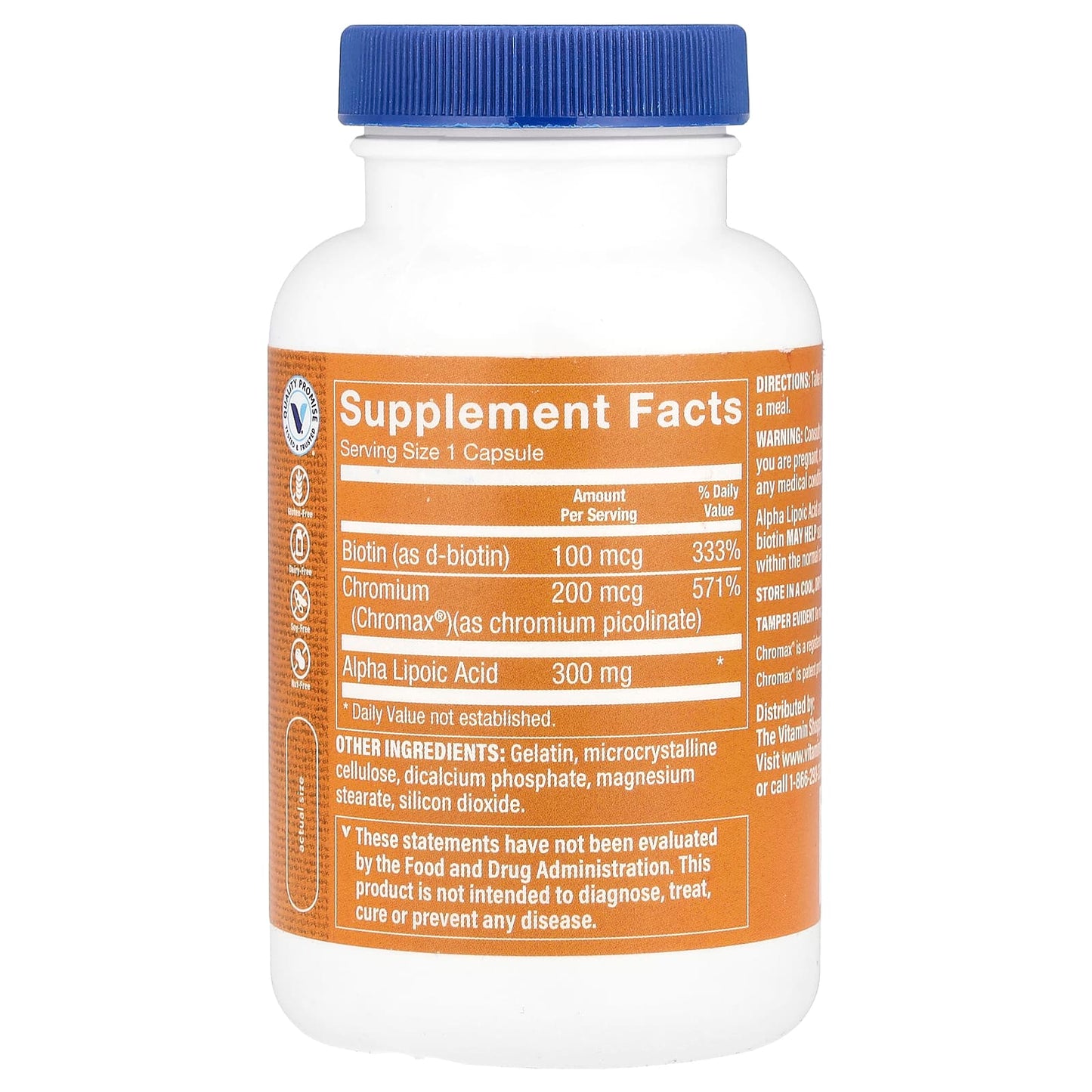 The Vitamin Shoppe, Alpha Lipoic Acid With Chromax® & Biotin, 120 Capsules - Image 2