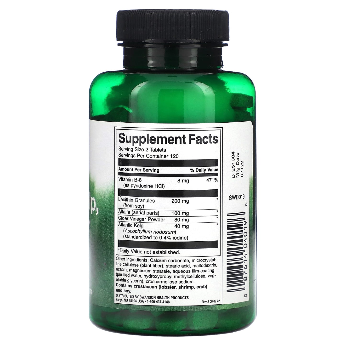Swanson, Lecithin, Kelp, B6 & Cider Vinegar, 240 Tablets - Image 2