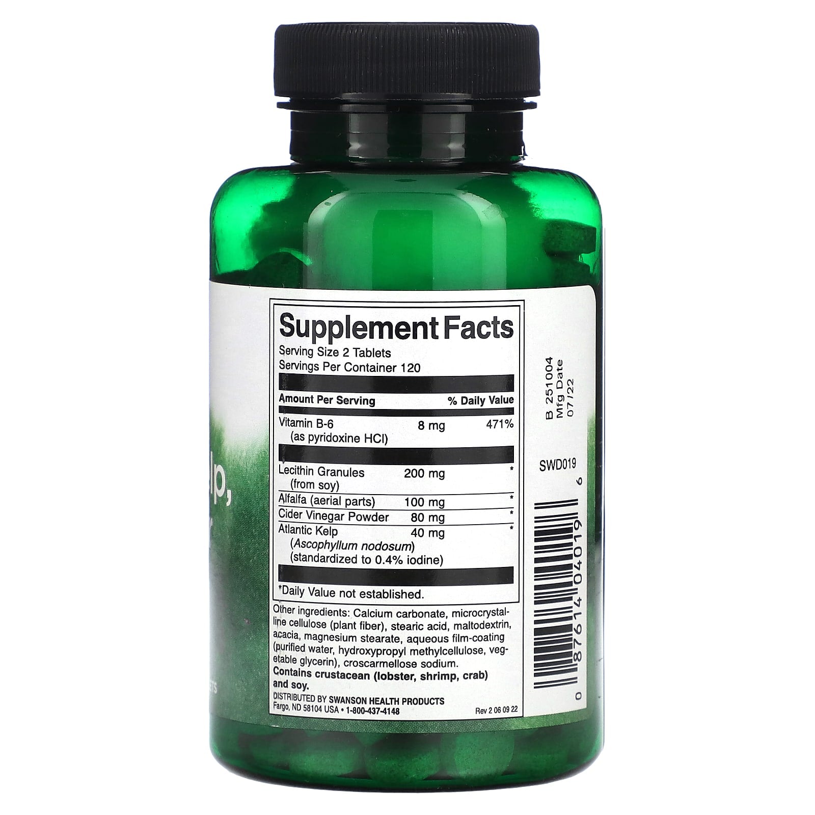 Swanson, Lecithin, Kelp, B6 & Cider Vinegar, 240 Tablets - Image 2