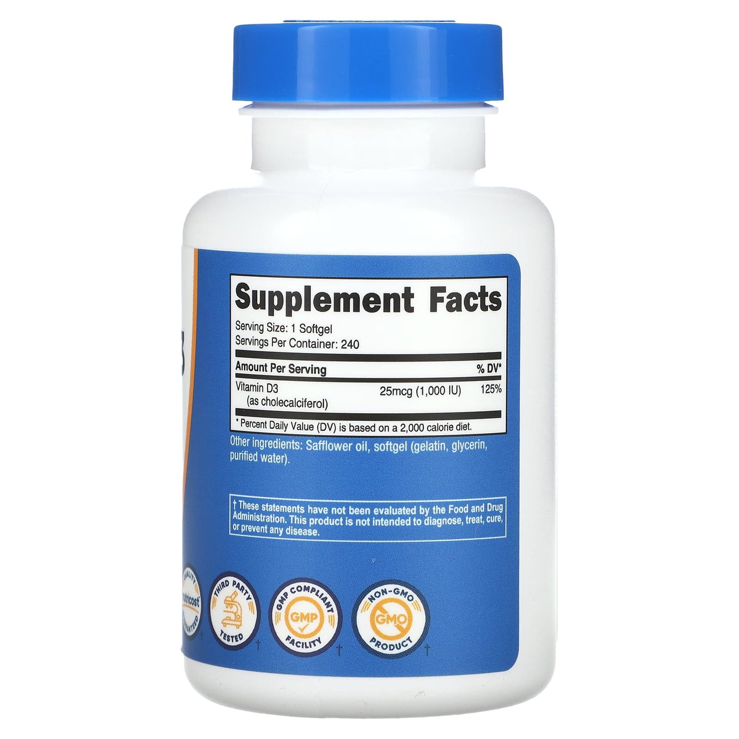 Nutricost, Vitamin D3, 1,000 IU, 240 Softgels - Image 2