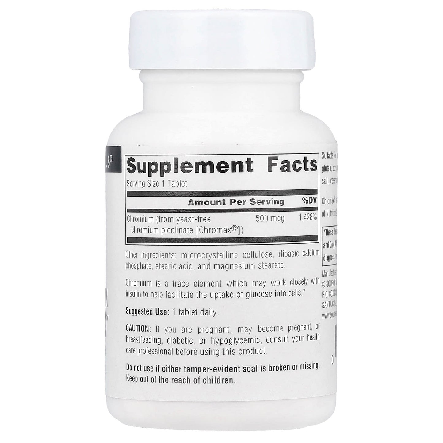 Source Naturals, Ultra Chromium Picolinate 500™, 500 mcg, 60 Tablets - Image 2